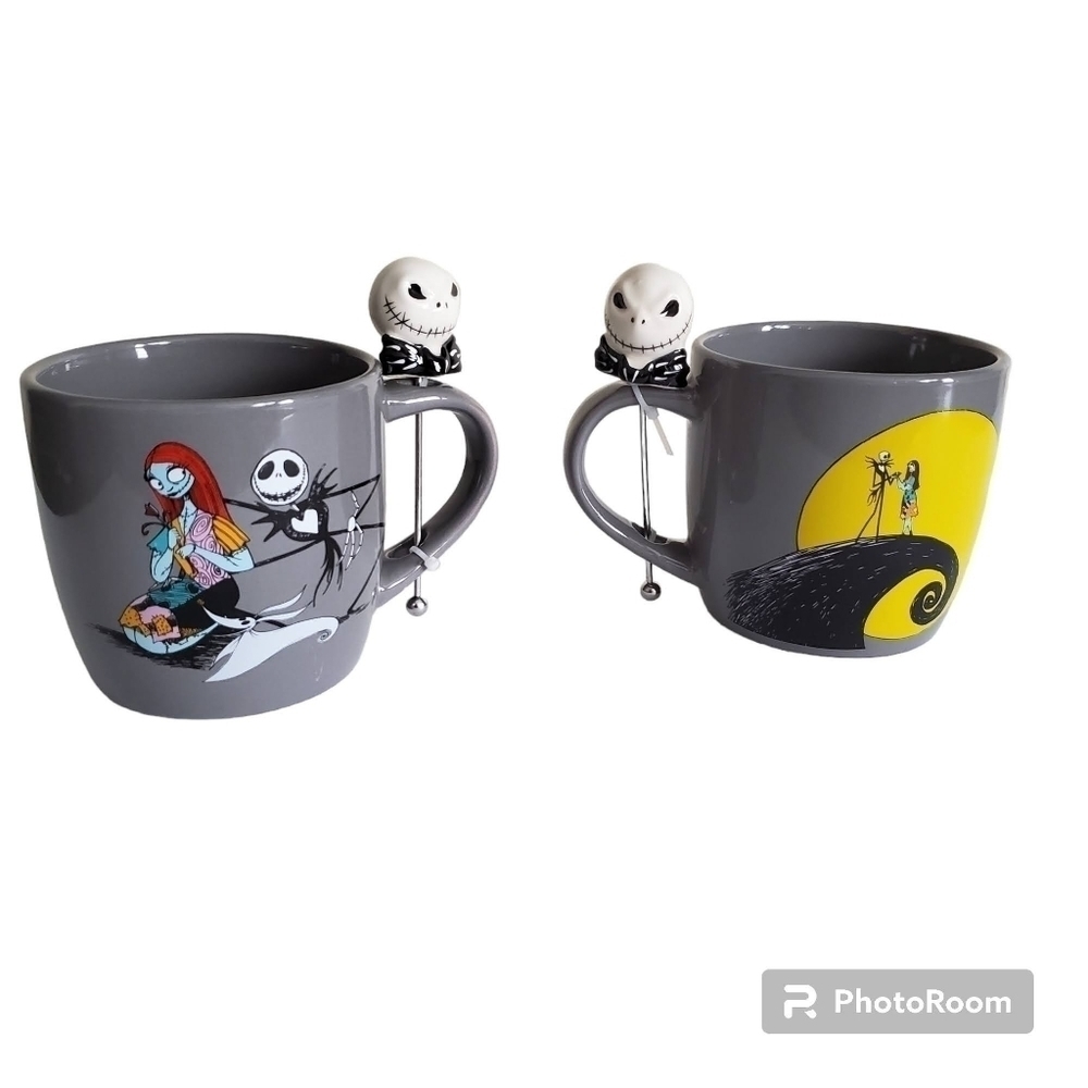 DISNEY The Nightmare Before Christmas Jack & Sally Set Of Mug With Stir Stick